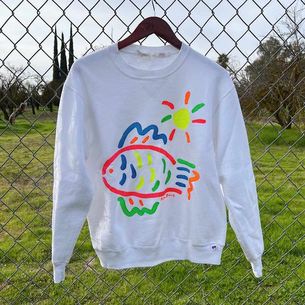 Vintage 90s Ken Done Neon Fish Sweatshirt